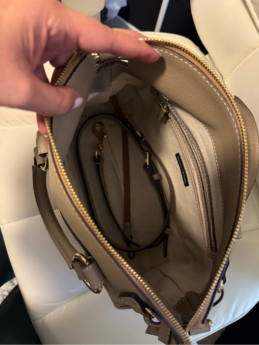 Dooney & Bourke Taupe Satchel 30 - Picture 5 of 5